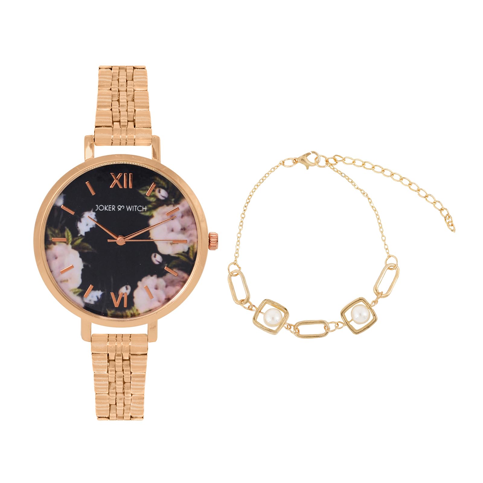 Joker & Witch Stainless Steel Women Gia Analogue Watch Bracelet Stack, Band Color-Rose Gold, Dial Color-Black (B0C7L93CC8) Amazon Price History, Amazon Price Tracker