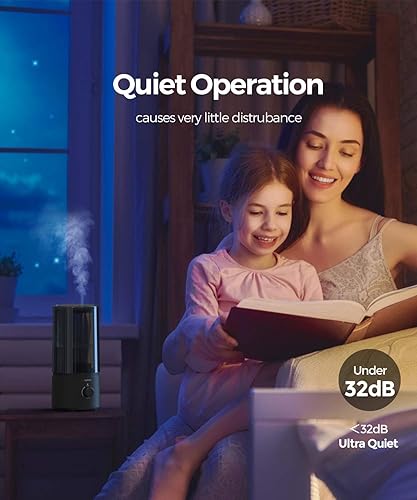 Miniatura 5 de raydrop Humidificadores para dormitorio, 1.0L, apagado automático, negro