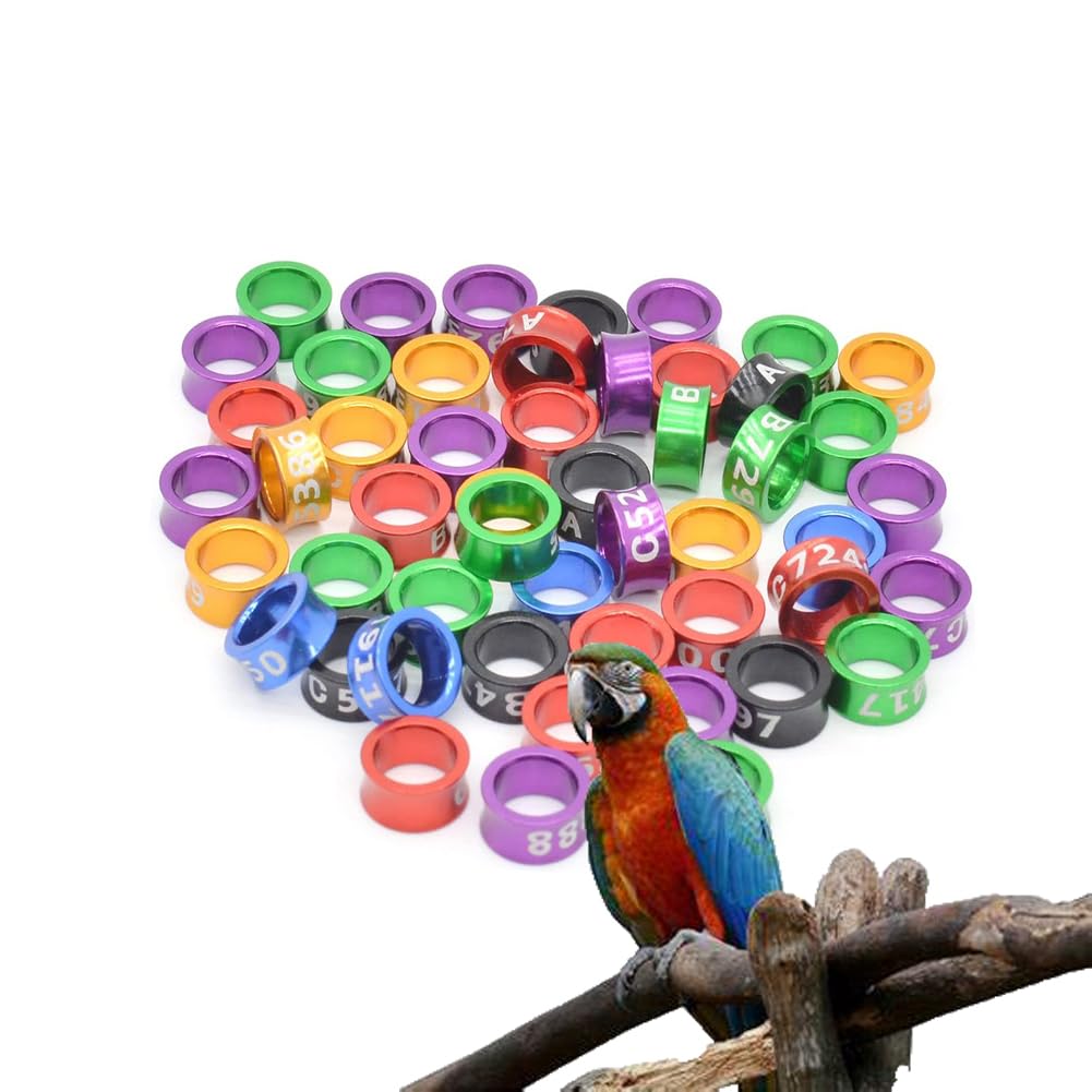 Tobilleras de Paloma numeradas, Anillos for Patas de pájaros for Palomas, Pollos, codornices, identificación de Aves de Corral(Mixed Colors7.0mm,100pc)