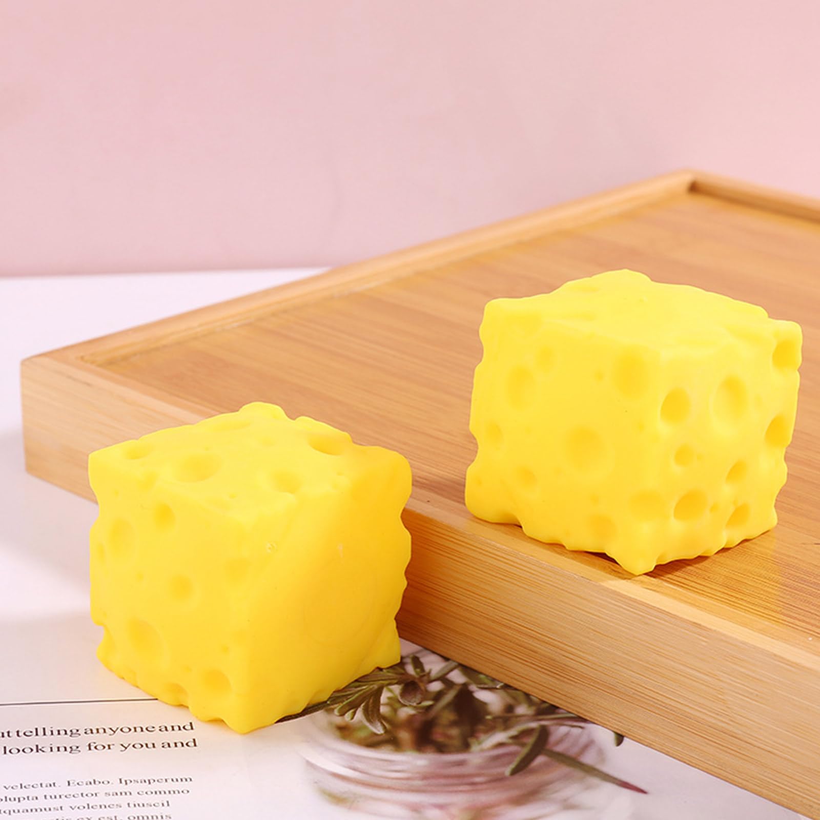 Cheese Stress Relief Soft Novelty Toy, Squishy Squeeze Cheese Block, Unbreakable Cheese Figurine Simulation Cheeses Food Squeeze Toy, 1.97 Inch Squishy Cheeses Stress Ball — view 6