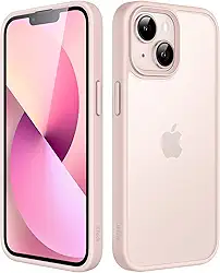 JETech Capa Fosca para iPhone 13 6,1 Polegadas, Case Proteção Contra Quedas de Grau Militar à Prova de Choque, Capinha Traseira Translúcida Fosca para Telefone, Anti-Impressão Digital (Giz Rosa)