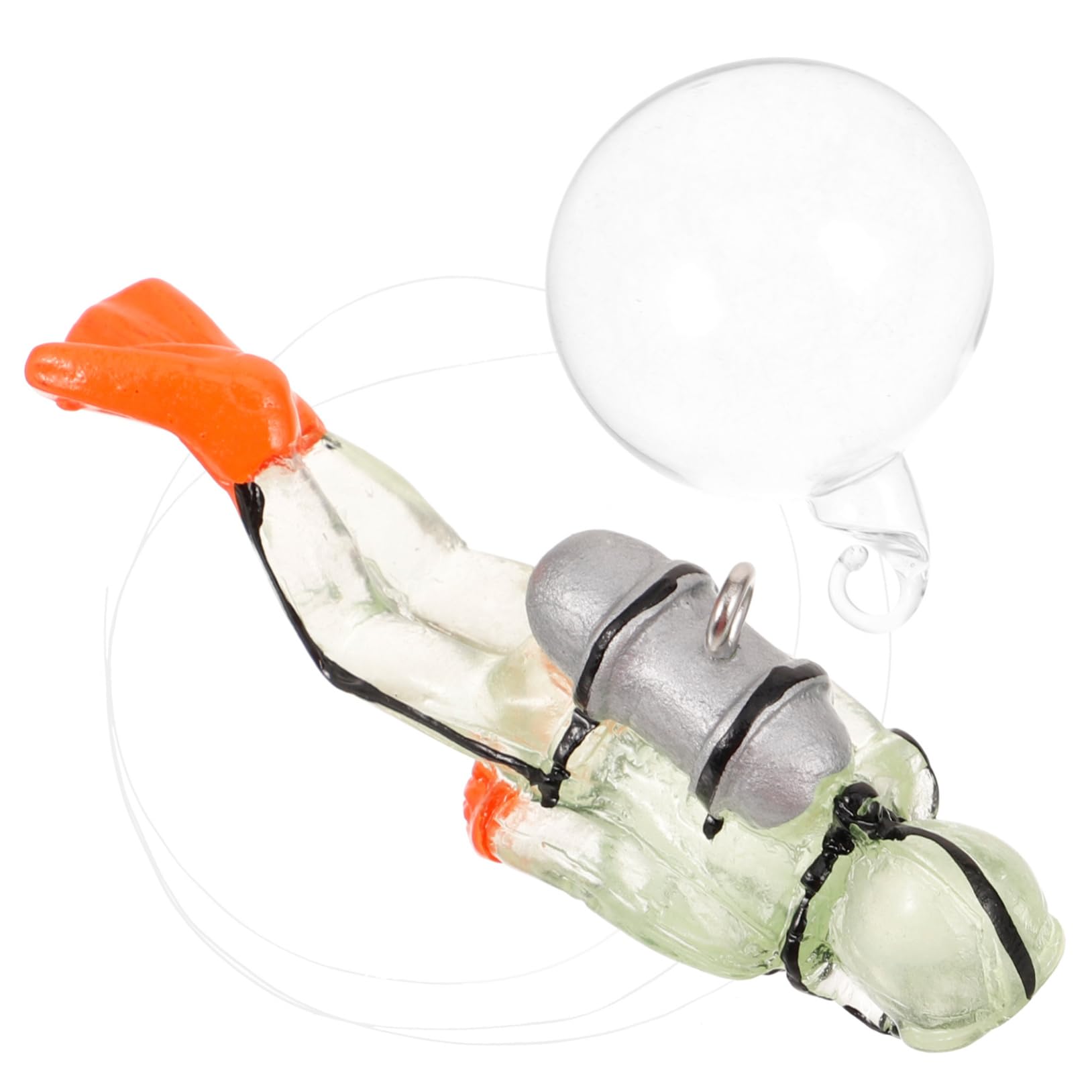 Aquarium Decoration Kit Effects Balloon Artificial Fish Air Jellyfish Lid Fish Ornament Aquarium Decor Diver Decoration Artificial Diver Decor Floating Diver Decoration Resin Light Green ROMISBABA