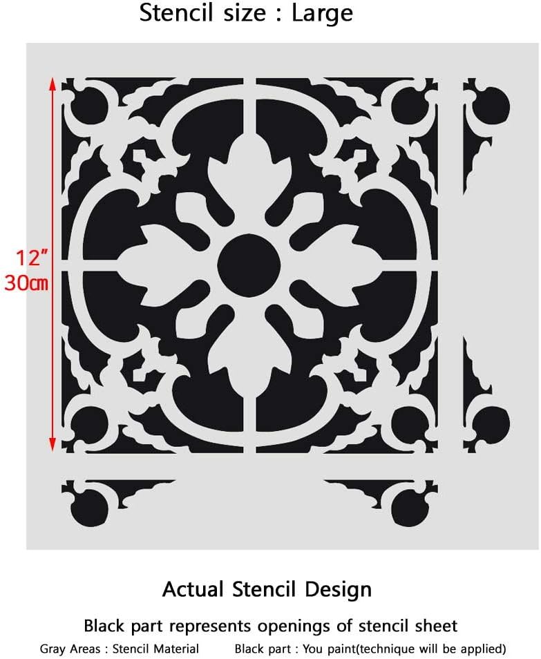 Wall Moroccan Reusable Tile Stencil T0061 for DIY Wall Decor Furniture Floor Craft (Large)