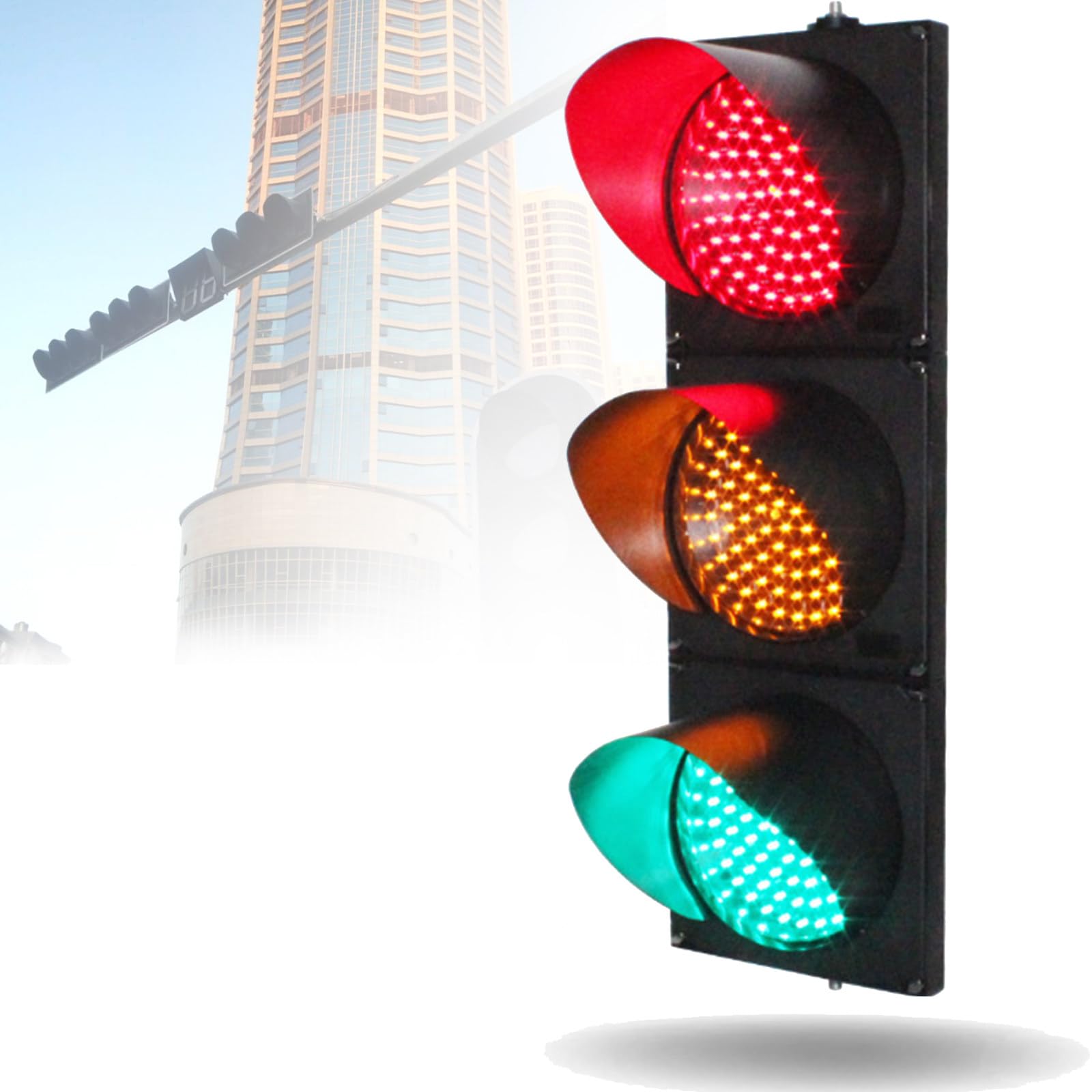 Regulowane zewnętrzne światło drogowe - czerwona żółta zielona dioda LED Stop and Go Control z ustawianym timerem - przemysłowa lampka kontrolna do bezpieczeństwa i zarządzania ruchem drogowym