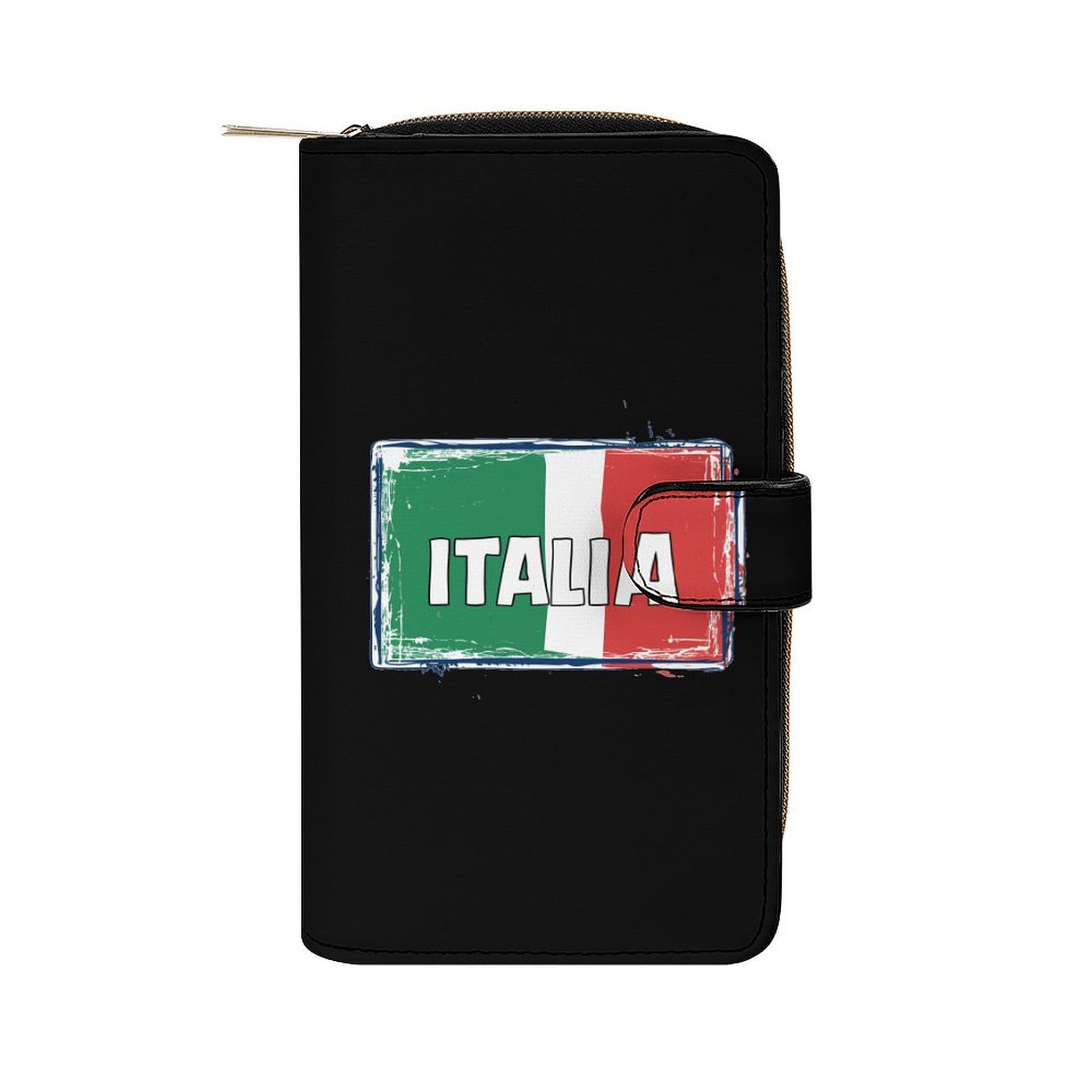 Italia National Prideful Leather Long Pouch Wallet for Men And Women Large Capacity Clutch Cash Wallet with Zippered