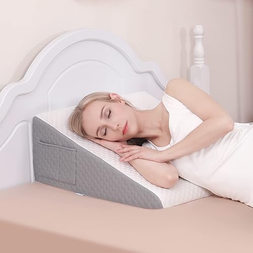 Miniatura 8 de Forias Almohada de cuña para dormir, almohada de cuña de cama de 10 pulgadas para después de la cirugía, parte superior de espuma viscoelástica de