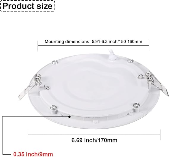 NRGDILY 2 Pak 12W LED Downlights Plafond, 9mm Slim LED Inbouwspots, Koel Wit 6500K, Φ150-160mm uitsparing, ronde keuken slaapkamer spots plafondverlichting photo 2