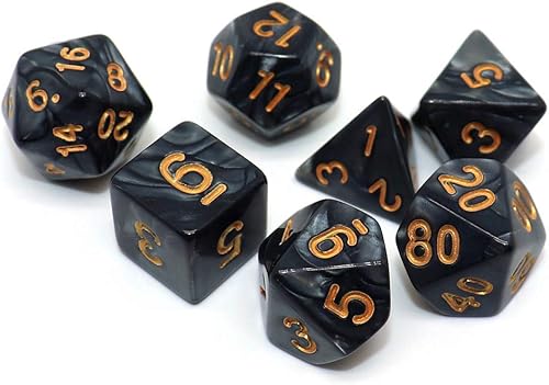 Miniatura 16 de DND - Juego de dados blanco perla para Dungeon and Dragons D&D Pathfinder MTG, juegos de rol, dados poliédricos RPG Blanco perla,Nebulosa negra