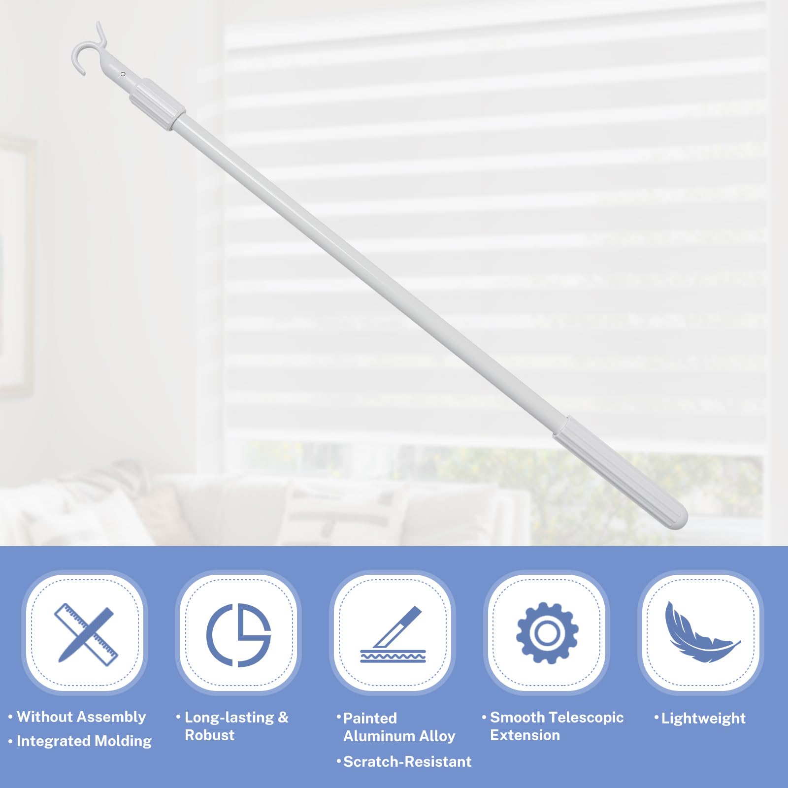 Window Shade Rods Zebra Shades MYshade Draw Rod For Cordless Window Shades And Blinds ...