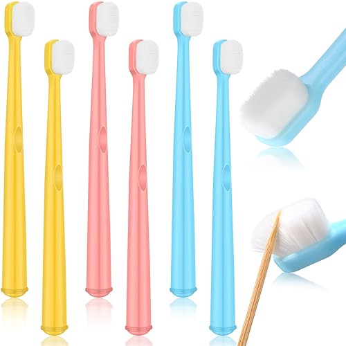 Miniatura 7 de Juego de 6 cepillos de dientes nano extra suaves para niños, cerdas para niños, micro nano manual con 20000 cerdas para niños de 3 años y más,