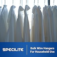 Vista 7 de SPECILITE Perchas de Alambre de Metal a Granel Paquete de 50 con Ranura, 16.7 Pulgadas, Calibre 12 Ultra Delgadas, Antideslizantes, para Trajes