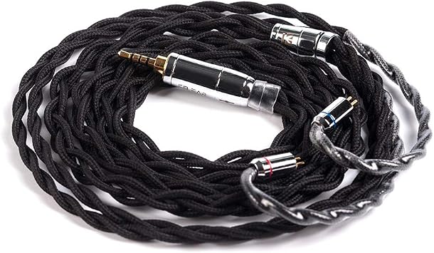 4 Core 2 Pin Earphone Cable - KBEAR Smooth Upgrade Cable 5N UPOCC Singel Crystal Copper Cable with IEM with 2.5mm Plug Detachable Cable AS06 AS10 ZS10 I3Pro Starsea Aurora 2PIN, 2.5 Black