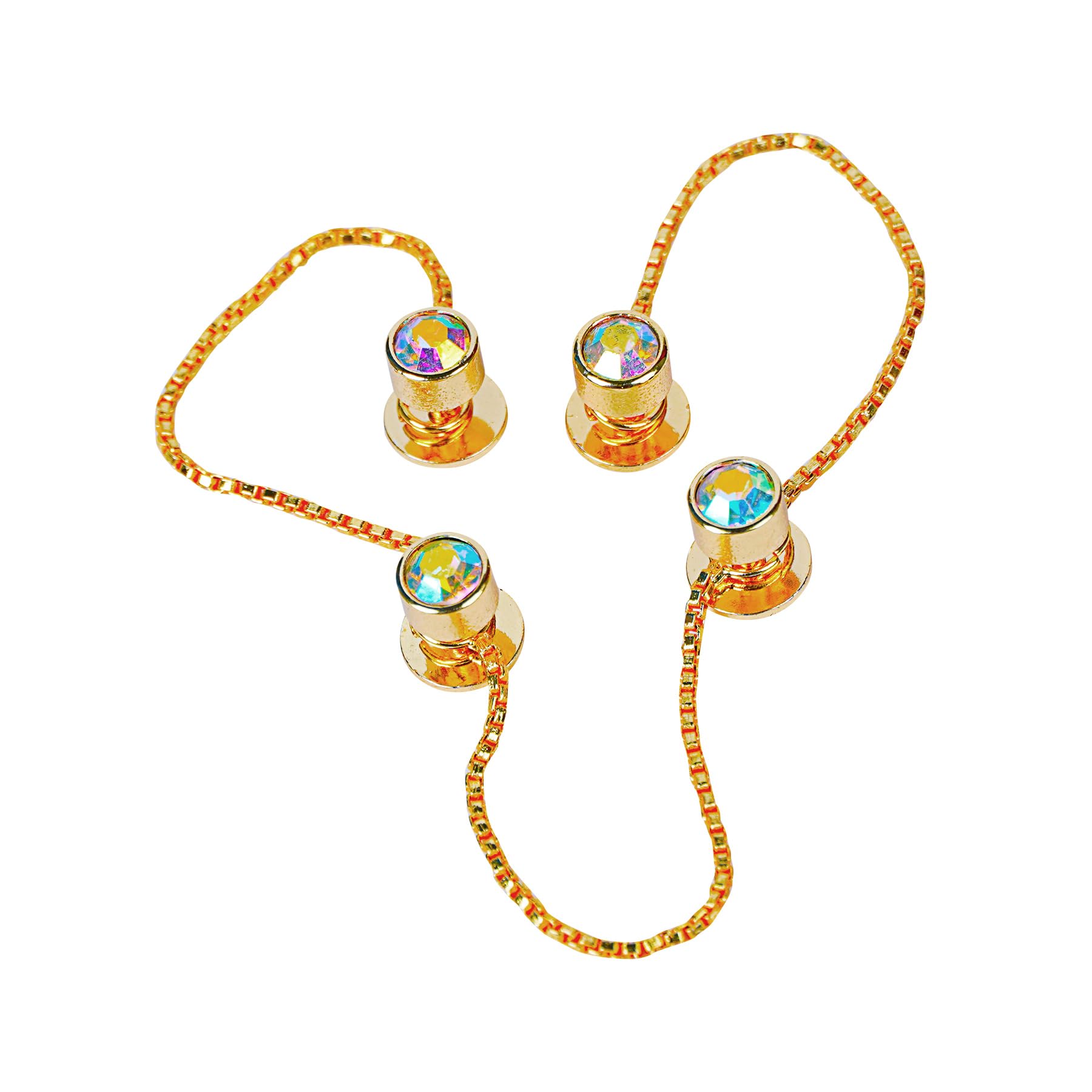 Maskey Brass Body Gold Plated Rhodium Polished Luxury Designer Multi White Diamond Galaxy Gemstone Kurta Buttons for Men and Women-picture-20