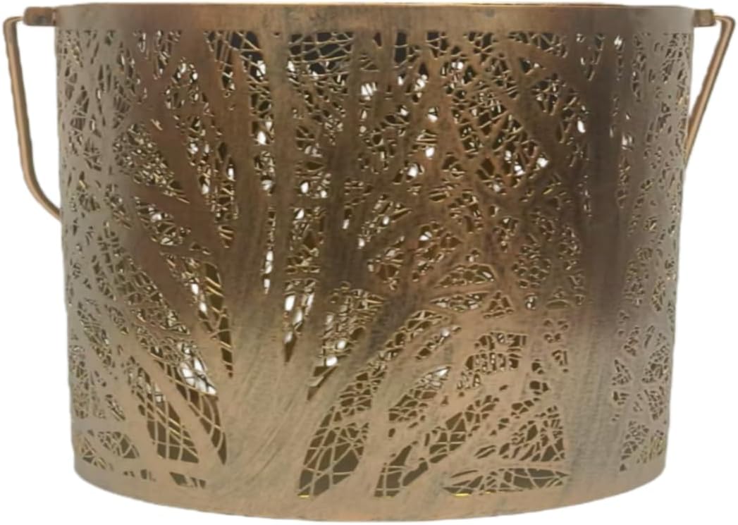 Solar LED Ironwork Latticed Lantern Tree Branch Projection Light for Outdoor Grass Courtyard Landscape Decorative Lighting (Bronze)