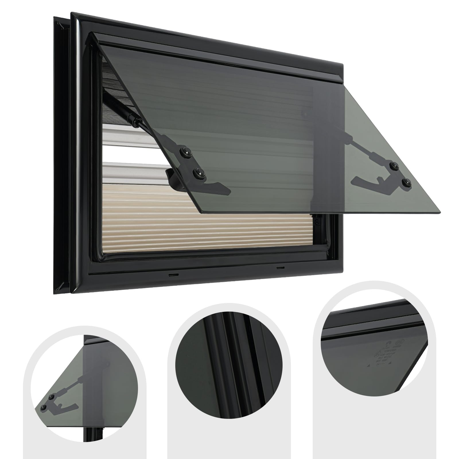 Wohnmobil Fenster, Wohnmobilfenster Wohnwagen Fenster RV-Ausstellfenster, Wohnwagenfenster Mit Integriertem Rollo Und Fliegengitter, Camper Fenster FüR Wohnwagen Van Camper (500x300mm)