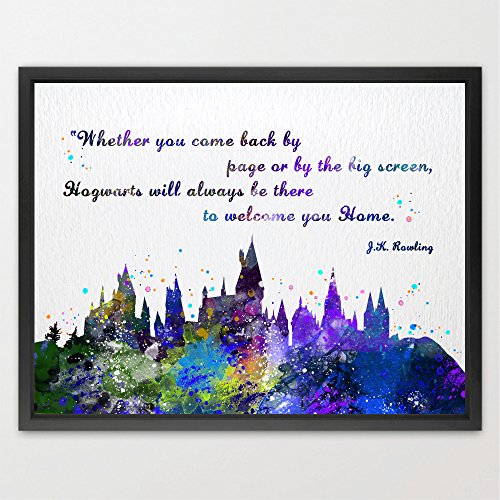 drtulz POIIO-089897 Studios 8X10 Hogwarts Castle Quote Harry Potter Inspired Watercolor Illustration Art Print N382, 8 x 10 Inch, White