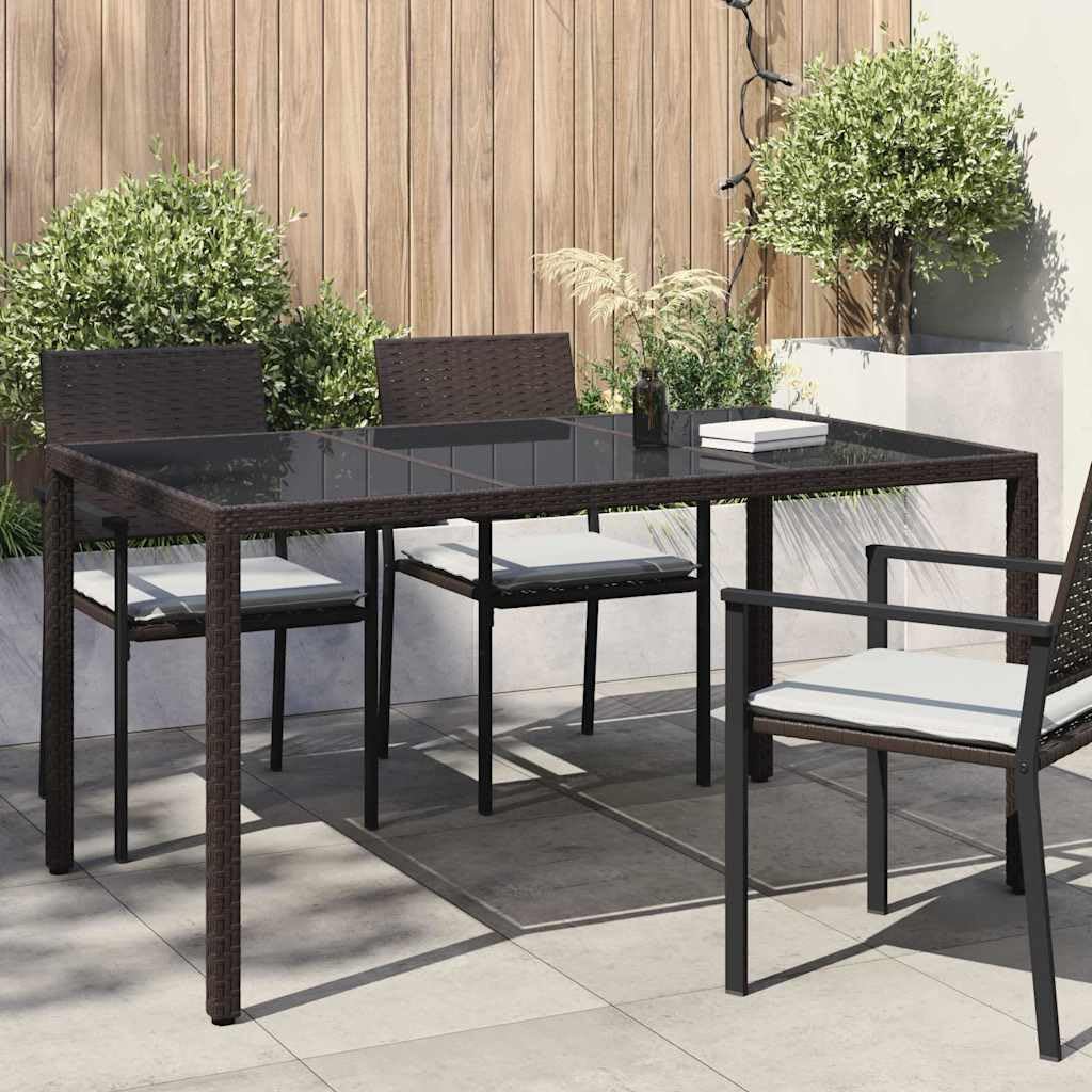 Tavolo da giardino marrone in polyrattan, 150 x 90 x 75 cm, resistente alle intemperie, facile da pulire, robusto, stabile, per terrazza, balcone, giardino, cene, barbecue e feste all'aperto