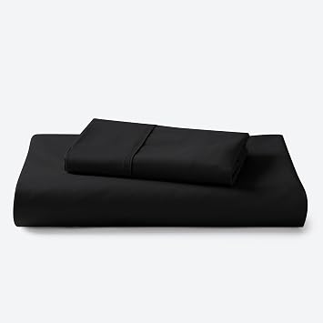 Zaizaihome 600 Thread Count Fitted Sheet Twin Size, 100% Egyptian Cotton, 2-Piece Set 1 Fitted Sheet, 1 Pillowcase, Sateen Weave, Ultra Soft Breathable,16" Deep Pocket Bed Sheet, Black