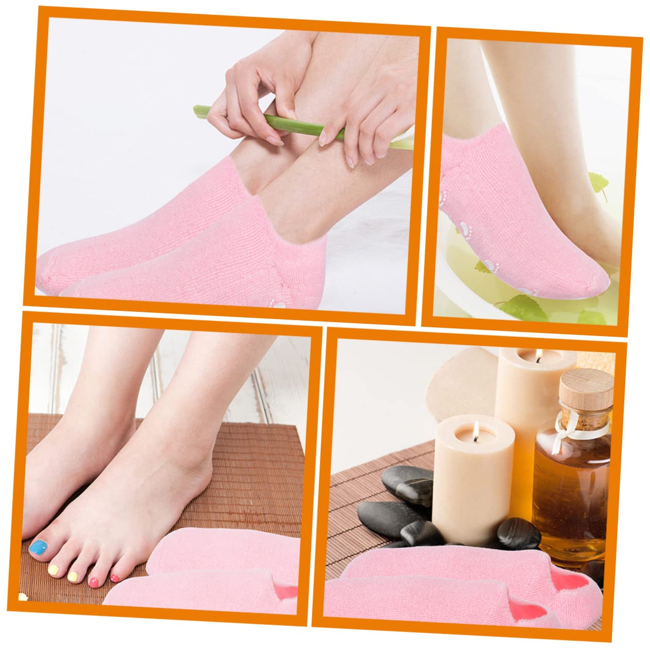 3 Paia Calzini Idratanti la Cura dei Piedi Gel a Base di Cotone ed Elastan, Effetto Nutriente e Antiscivolo, per Uso Notturno e Lavori Domestici