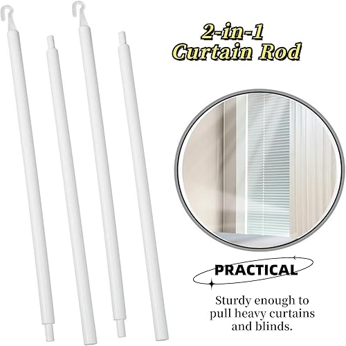 Miniatura 8 de Paquete de 6 barras de cortina de acrílico transparente de 17 pulgadas para abrir y cerrar cortinas (transparente)