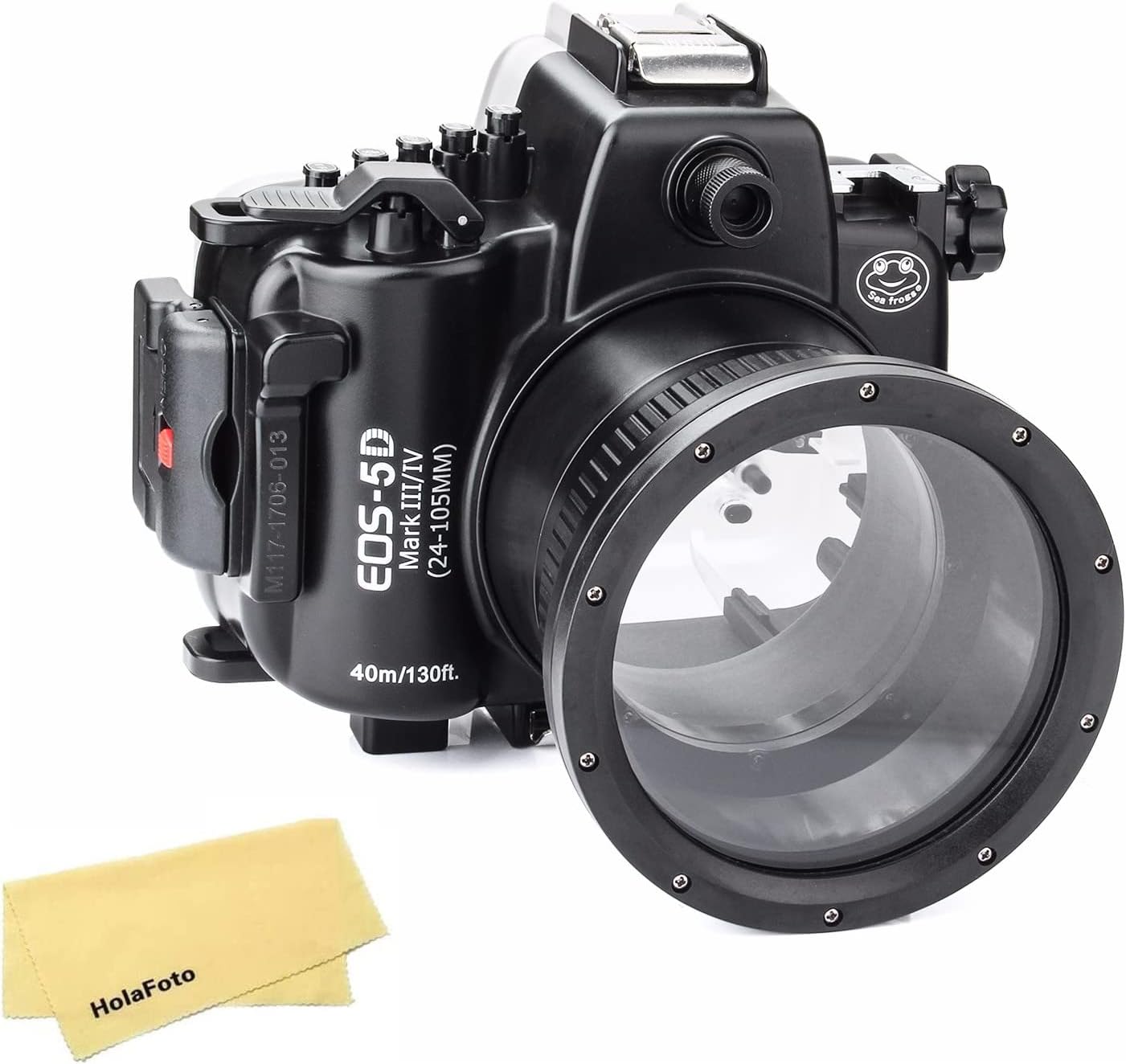 SeaFrogs 40M/130ft Waterproof Housing Underwater Case for Canon 5D III Mark IV 5D3 5D4 with EF 24-105mm f/4L Lens