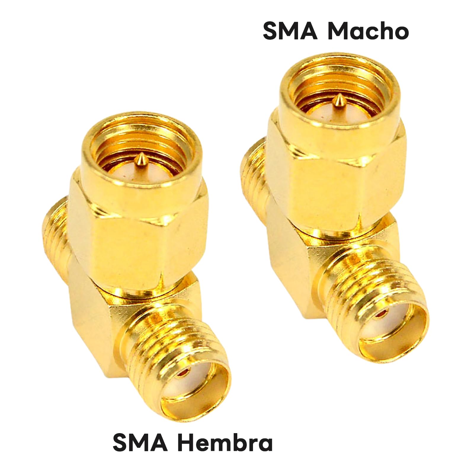 Adaptador SMA Macho a Doble Hembra Conector RF Triple T de 3 Vías para Cable de Extensión de Antena WiFi