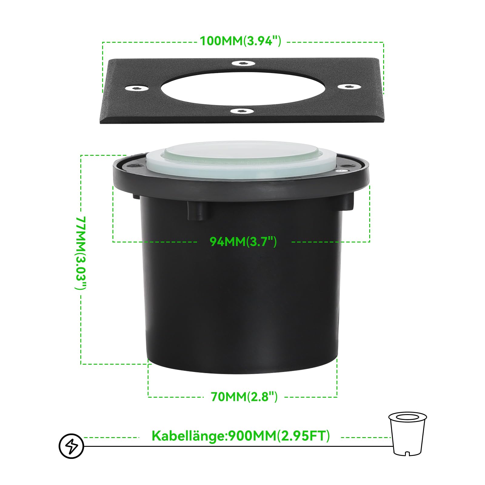Foco led empotrable exterior, 4 unidades, 3 W, IP65, para exterior, empotrable, 270 lúmenes, 3000 K, foco empotrable al aire libre, para terraza jardín, camino 220 V, redondo, negro