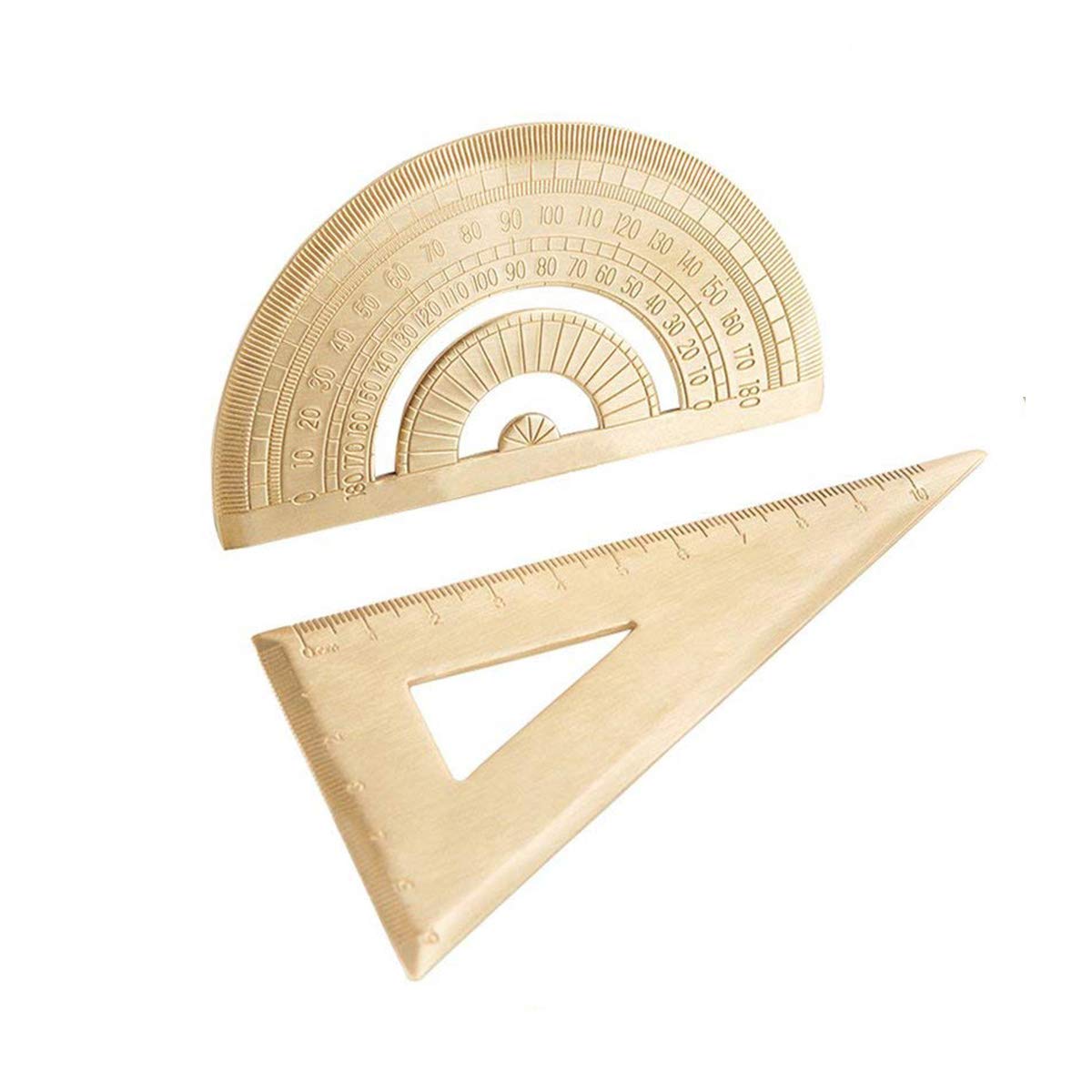 Snapklik.com : Brass Triangle Ruler Golden Retro Semicircle Protractor ...