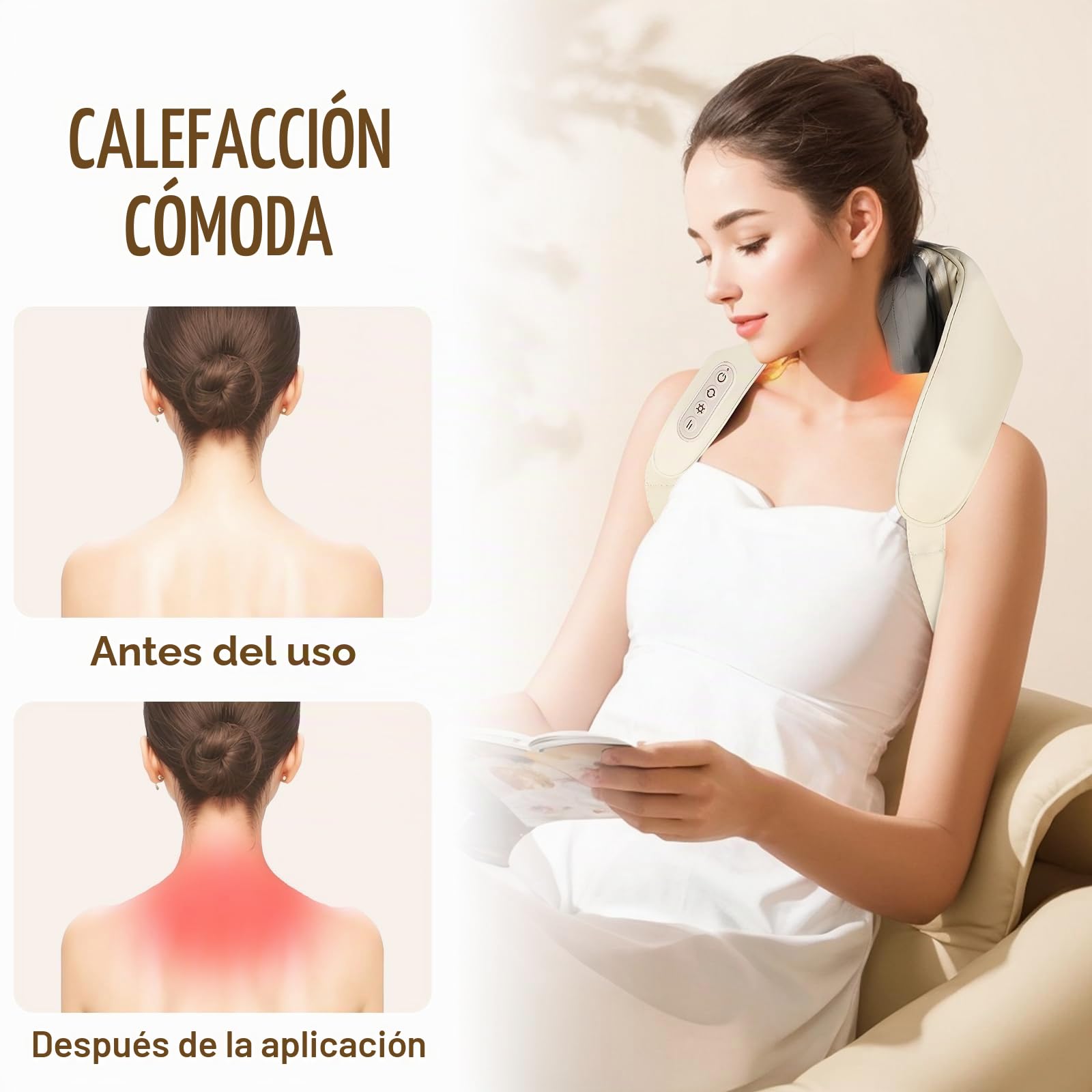 Masajeador de cuello y espalda, masajeador eléctrico para cuello, hombros y espalda con calor, masajeador Shiatsu de tejido profundo 4D, masajeador inalámbrico, 2 modos para dolor de cuello