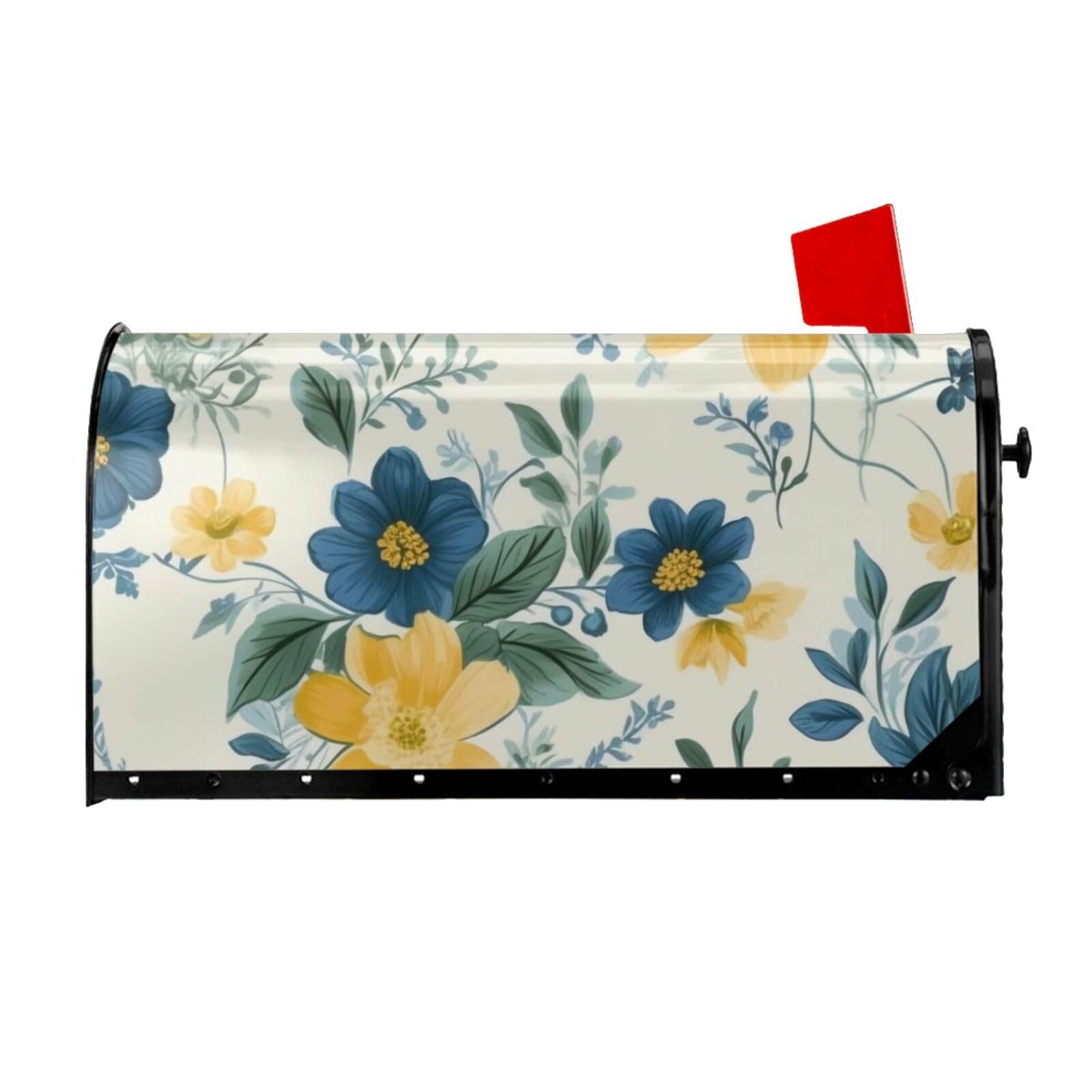 Décoration de boîte aux lettres magnétique fleurs bleues pour jardin 53cm