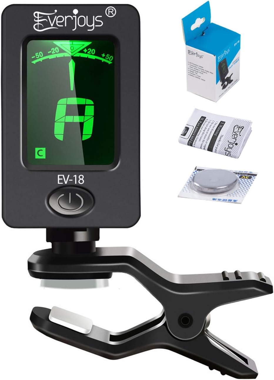 Clip-On Tuner for Guitar, Ukulele, Bass, Violin, Mandolin, Banjo, Chromatic Tuning (Instagram 10000+ likes)