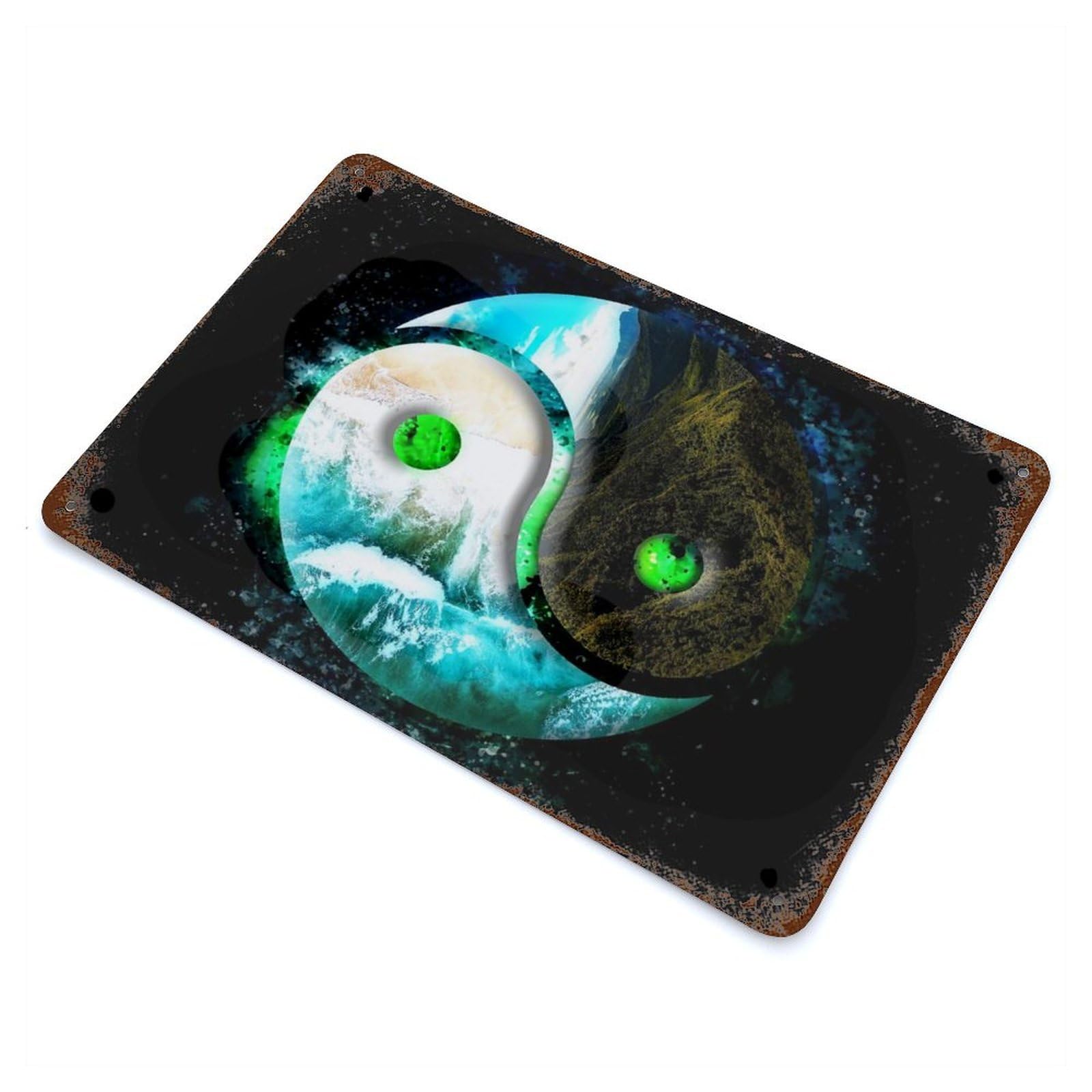 Yin Yang Nature Balance Decorative Tin Sign 11.8"x7.9", Retro Wall Decor for Living Room, Hallway And Home Decor