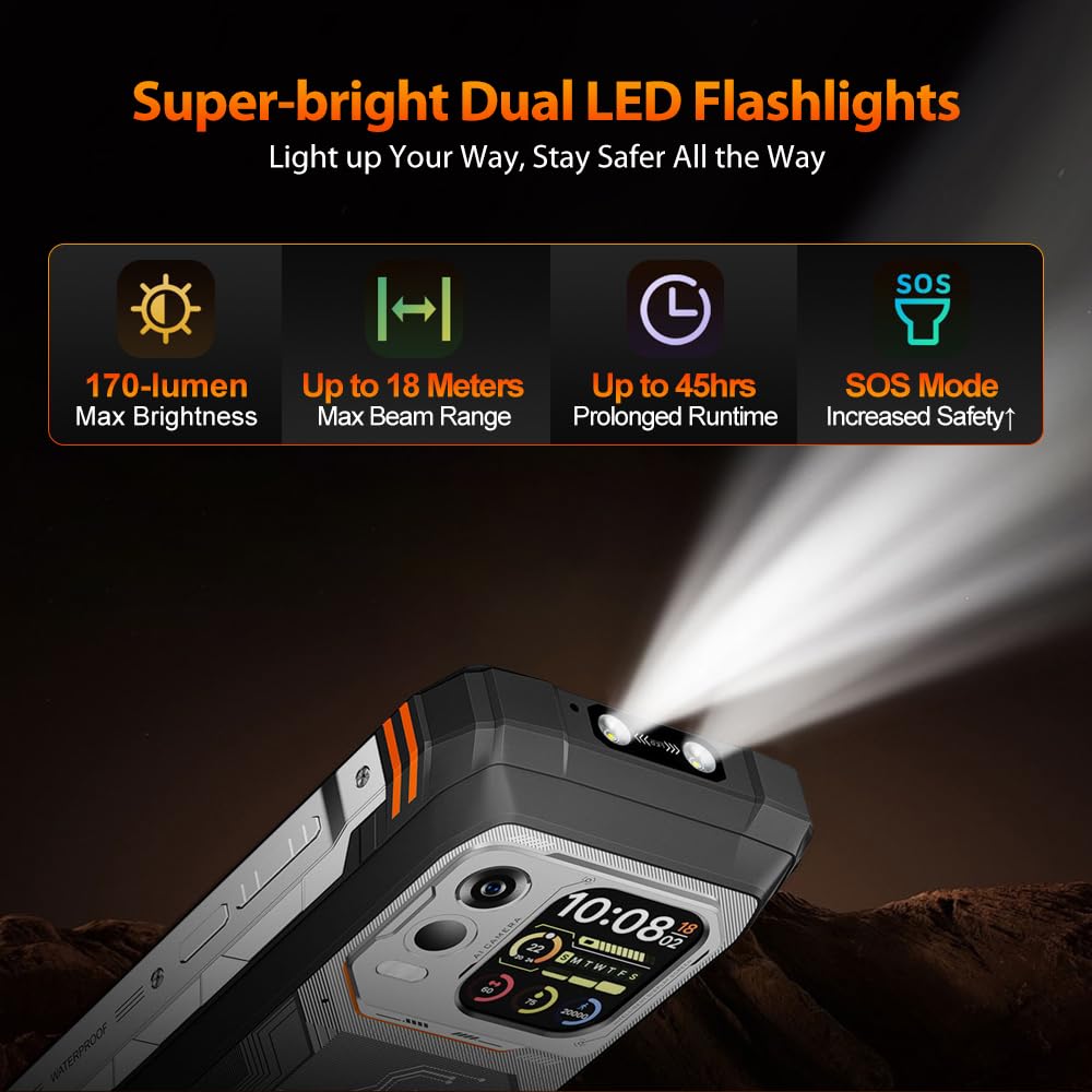 Blackview Xplore 1 Pro Teléfono Movil Resistente con Termográfica Cámara, 36GB+256GB/2TB, 6.78"FHD+ Movil Irrompible, 64MP+50MP, 20000mAh Smartphone Todoterreno IP68/5G/NFC/OTG/GPS/Infrarrojo,Naranja