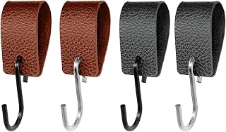 Oven Mitt Hanger with Leather Hook,Kitchen Organizer for Oven Mitts, Towels & Utensils,Black or Brown Leather with Black or White Hooks