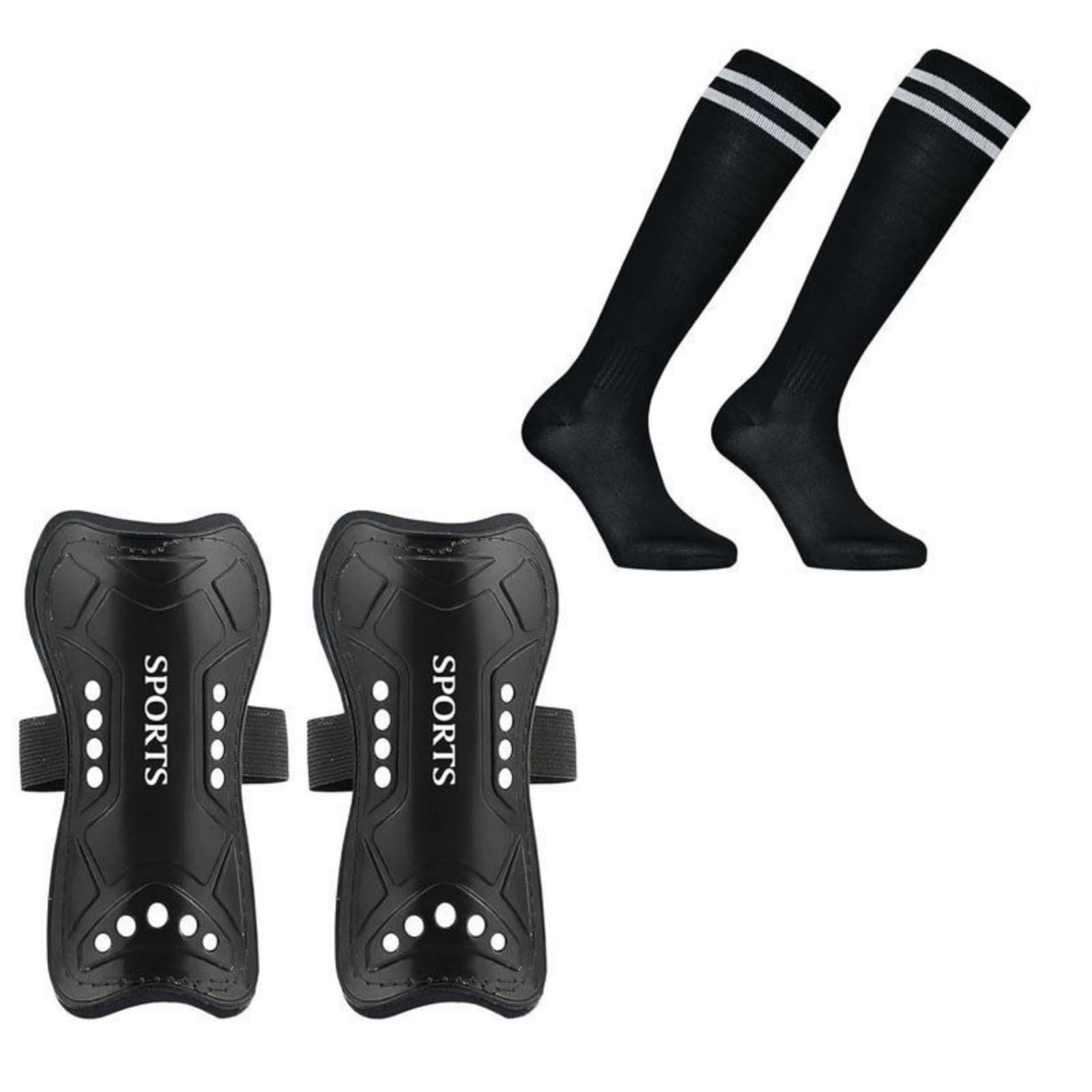 3 Paar Fußball-Schienbeinschoner + Socken Set Für Kinder 6–10 Jahre – Rosa, Weiß, Schwarz