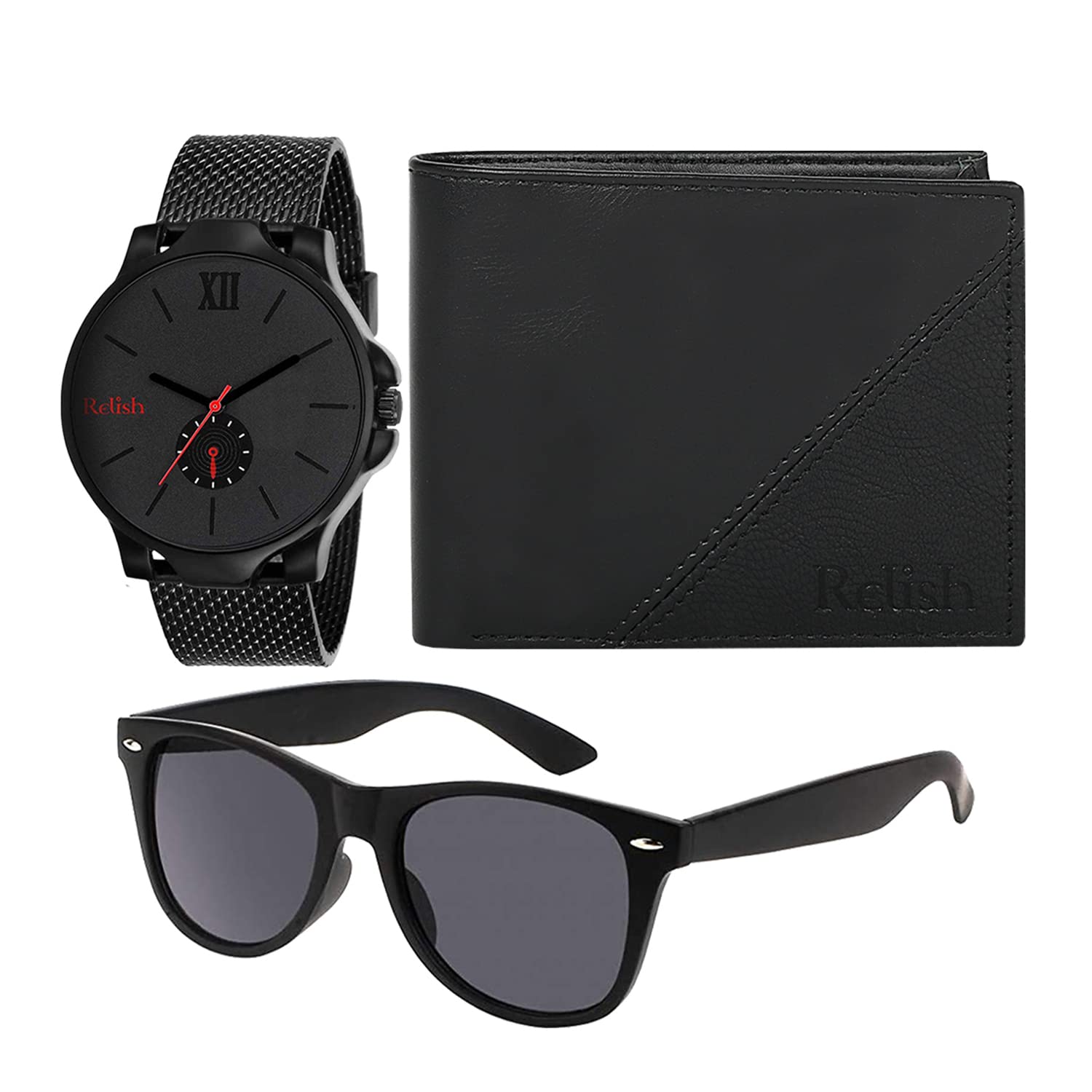 Relish Rubber Birthday Gift | Analog Watch, Wallet, Sunglasses Latest Combo | Wishing Card Gifting For Mens, Dial_Black, Band_Rose Gold (B0B2LV4KKN) Amazon Price History, Amazon Price Tracker