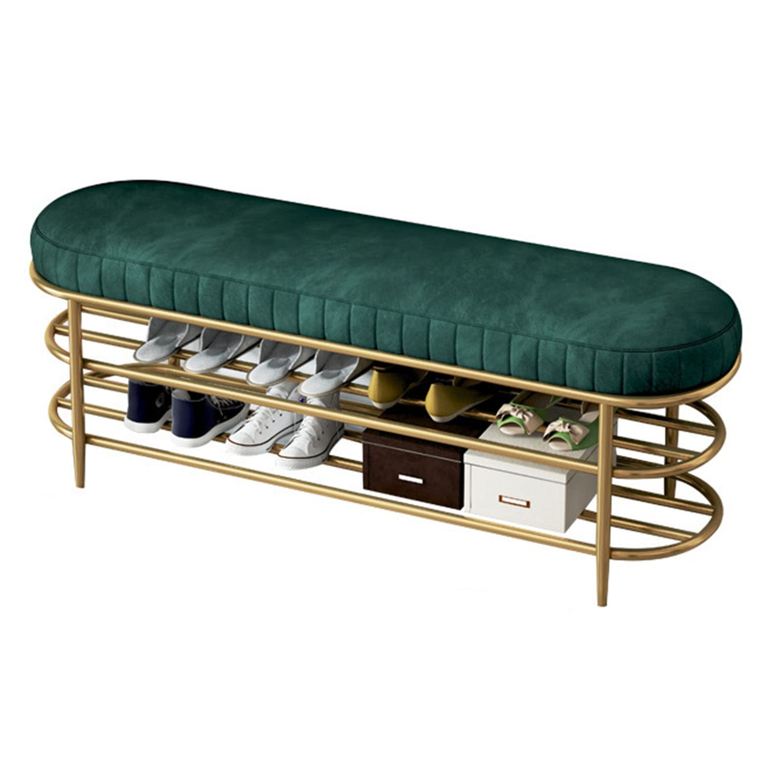 Tabouret à langer pour chaussures de ménage avec assise sac souple et étagère basse