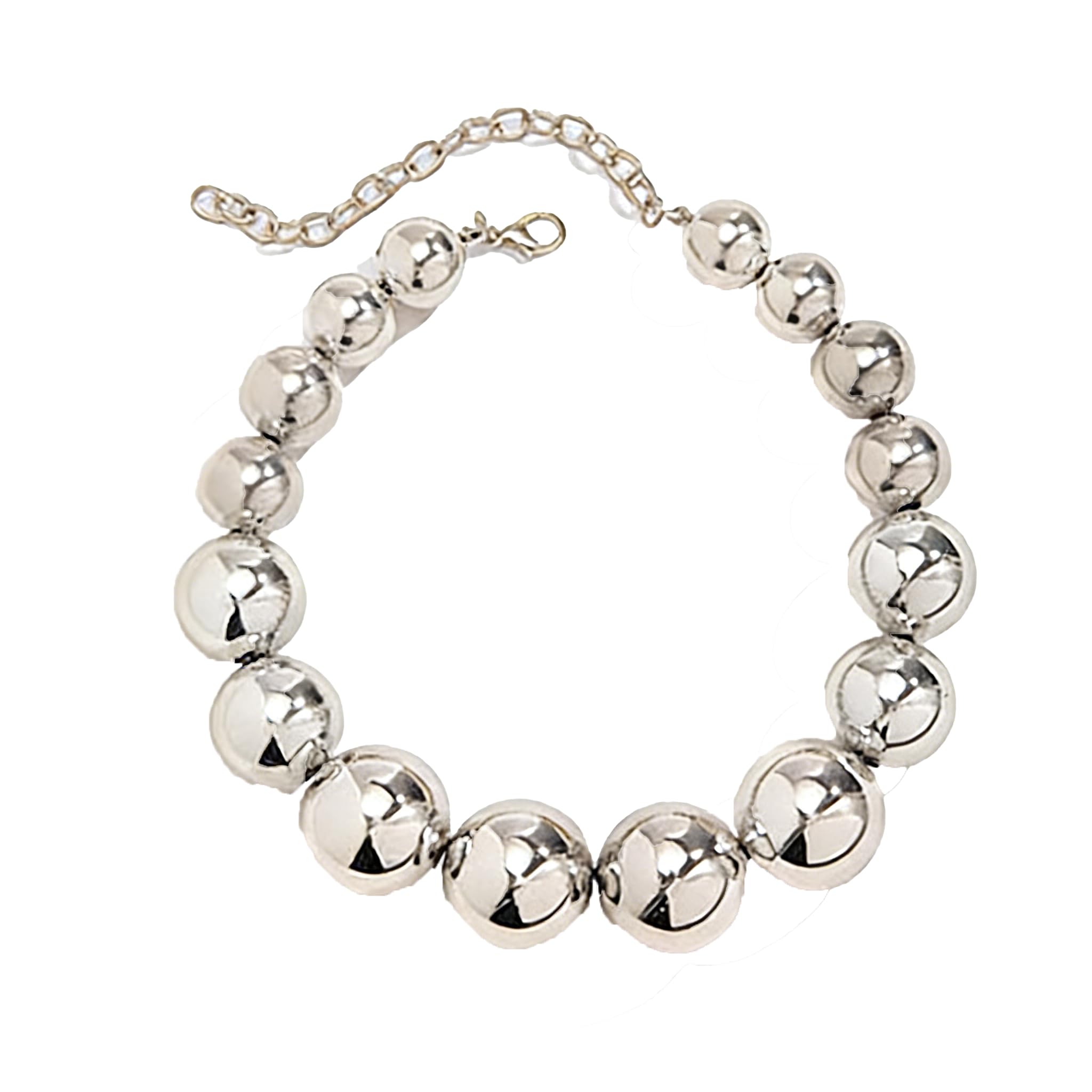 【大人気】CHIEKO+ Big ball necklace † silver Amazon.com: Jumwrit Dainty Big Ball Beaded Choker Necklace Boho