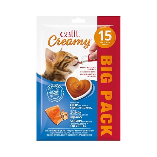 Catit Creamy Samón y Gambas, 15 Unidades x 10 g