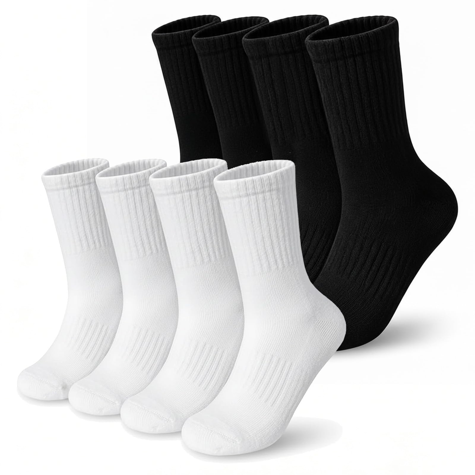 YSUY 6-Pack Ladies Ankle Socks for Sports & Leisure, Ladies Socks, Breathable White Cotton Liners Multipack for Women's Size 4-7, Slouch and Athletic Style for Girls & Women (2-White+2-Black)