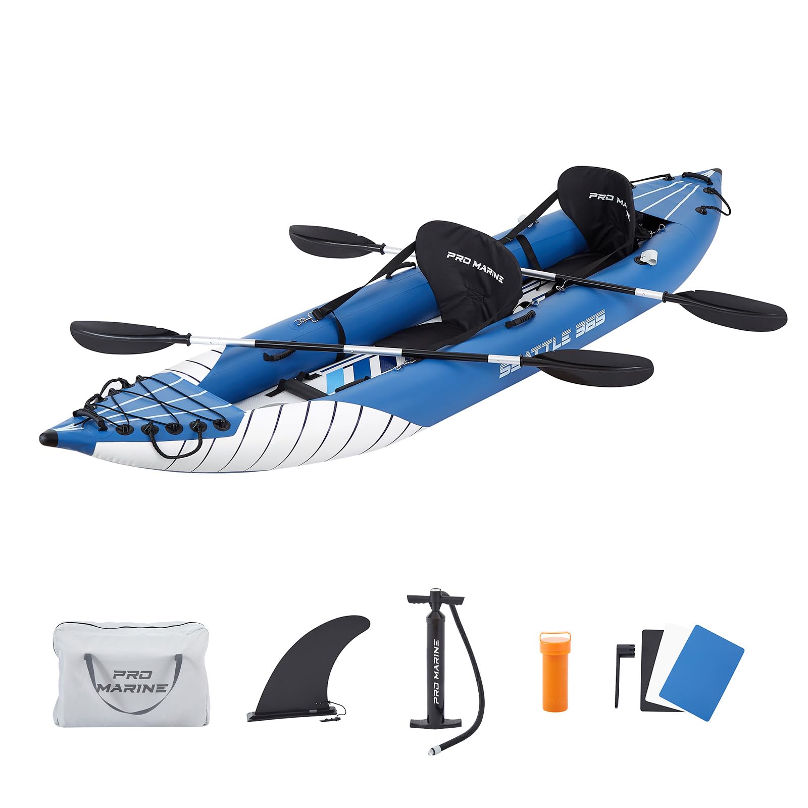 PROMARINEInlatable Kayak Deluxe Oar Included, Blow up Touring Kayak Set,with Adjustable Seat and Pump,Lightweight and Portable,Paddles and Bag