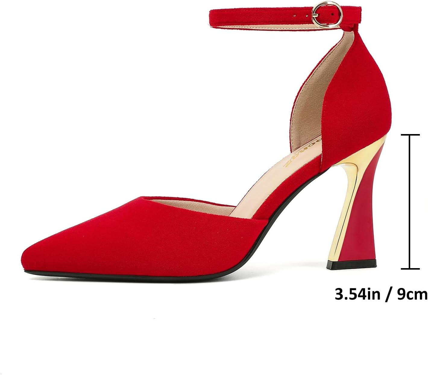 RIBONGZ Women's Closed Pointed Toe Heels Ankle Strap High Pumps Elegant Strappy Stiletto Dress Shoes for Work Party Evening Casual Office - Image 4