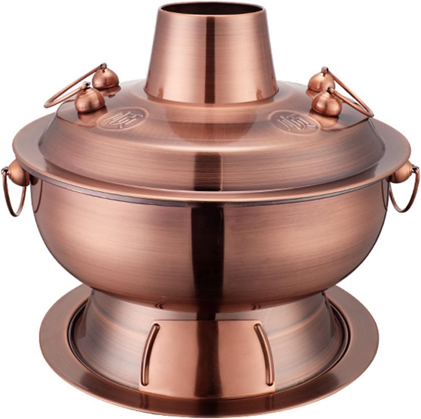 NGDFGR Traditional Chinese Copper Hot Pot,Vintage Copper Shabu Hot Pot Pan,Food Grade Stainless Steel Charcoal Shabu Hotpot Cooker Chinese Traditional Stew Pot Soup Pot Cookware,Purple Copper-32cm