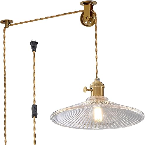 Miniatura 11 de Lámpara colgante, 9.8 pulgadas, luces colgantes para isla de cocina, cable trenzado, lámpara colgante de flores, lámpara colgante vintage, lámpara