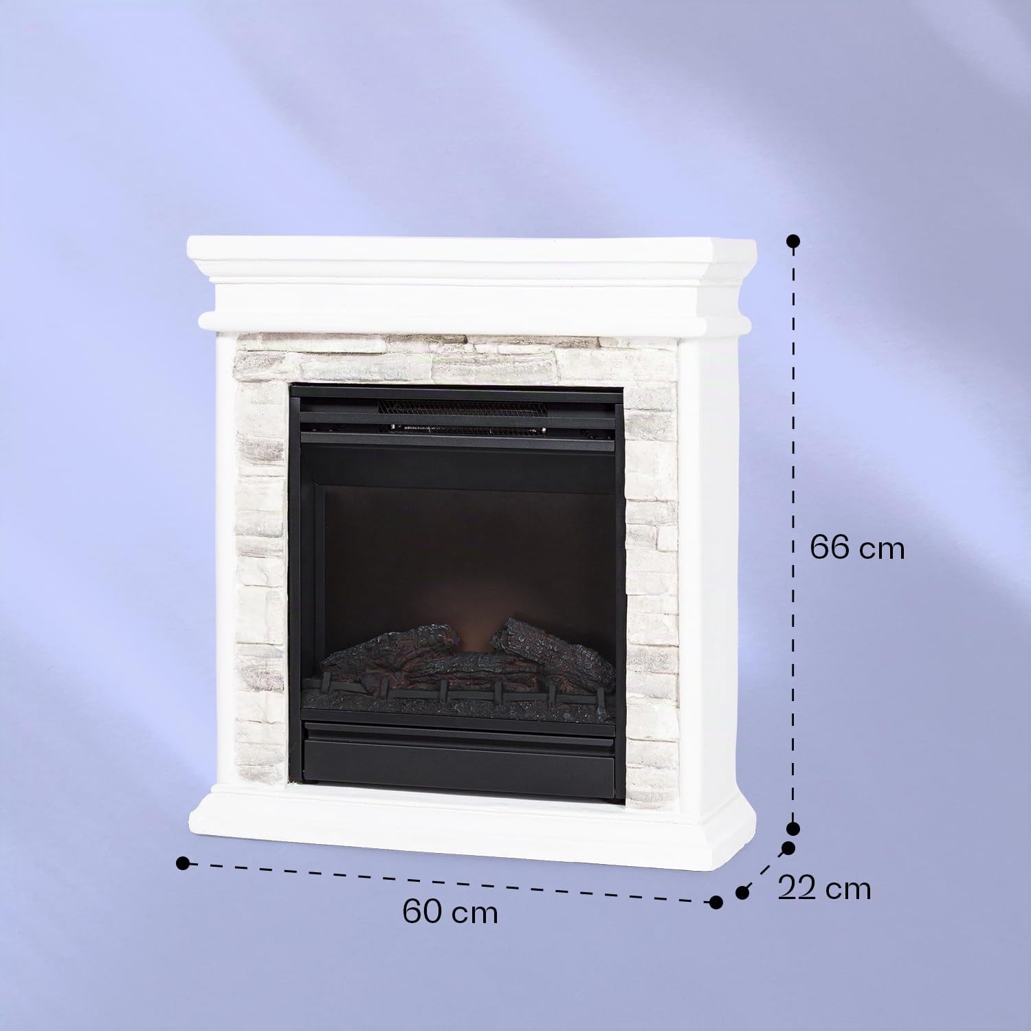 Klarstein Nevis Peak Chimenea eléctrica - Chimenea eléctrica con 1800 W de Potencia calorífica, con Temporizador, Temperatura: 10 a 30 °C, Ilusión de Llamas LED, Incl. Mando a Distancia