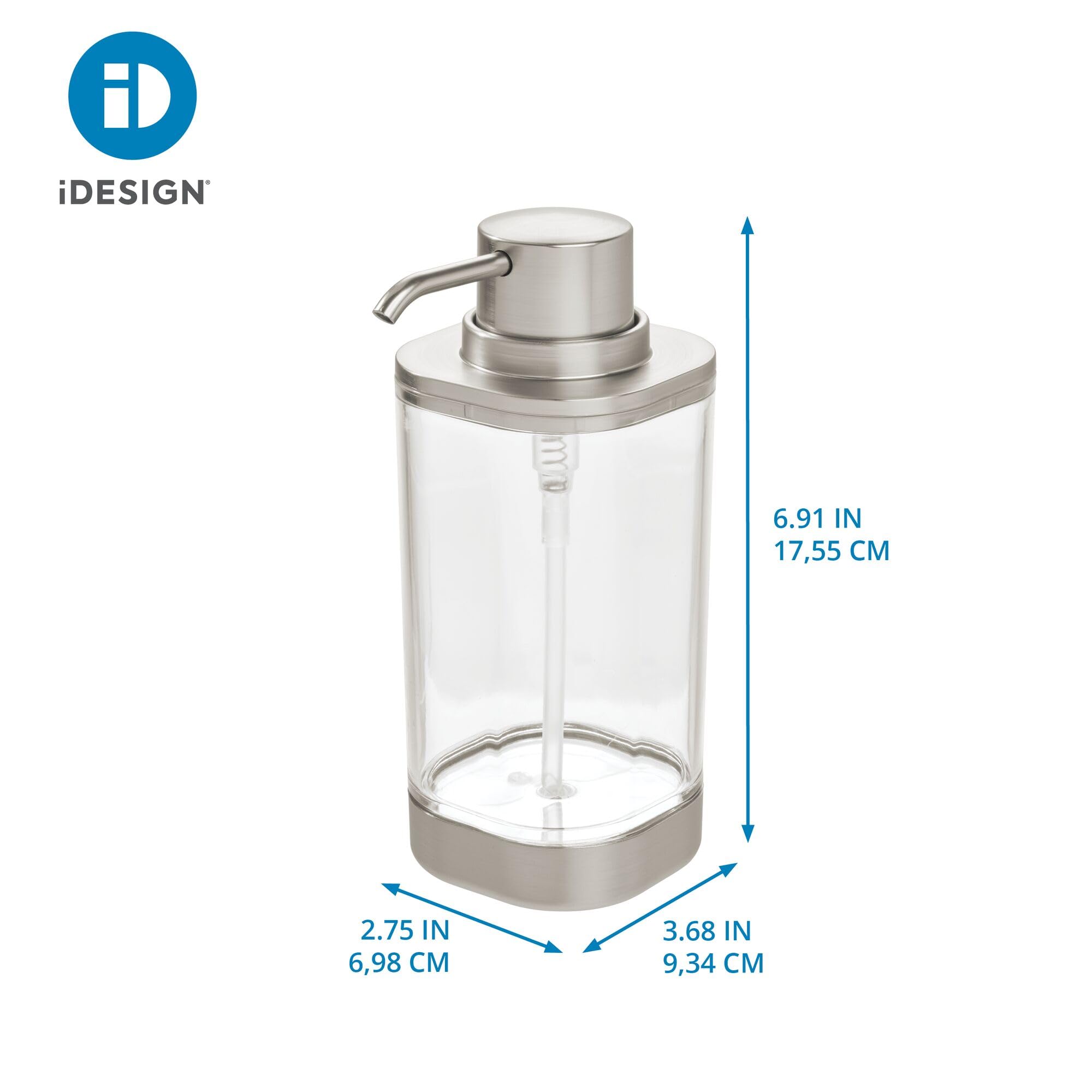 iDesign Stainless Steel Bar Soap Holder, The Preston Collection 4.5 x 4.5 x 1.75 , Brushed & Chrome Split Finish