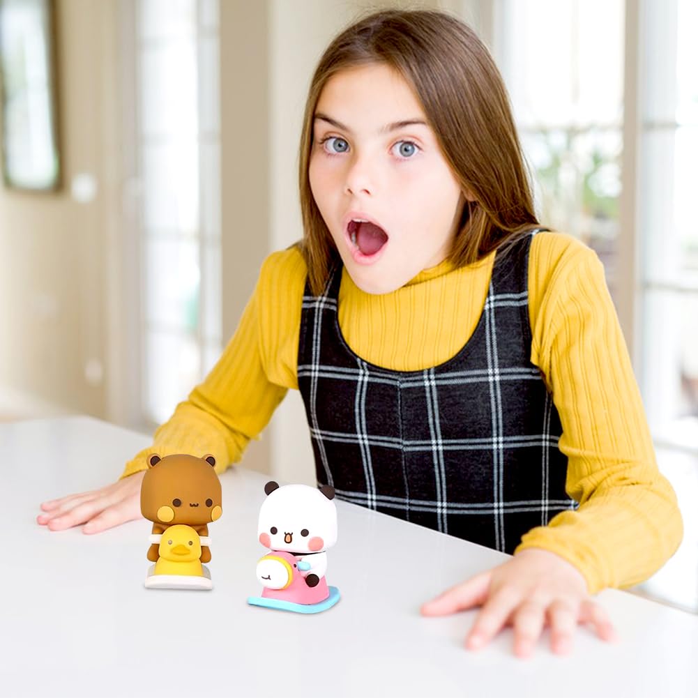 YEIUZPT 2 pcs Bubu Dudu Bobblehead, Bubu Dudu Wobble Figure, Cute Car Dashboard Decorations, Collectible Table Decoration, for Office, Desktop, Room, Car Decoration Sculpture Bear - Image 2