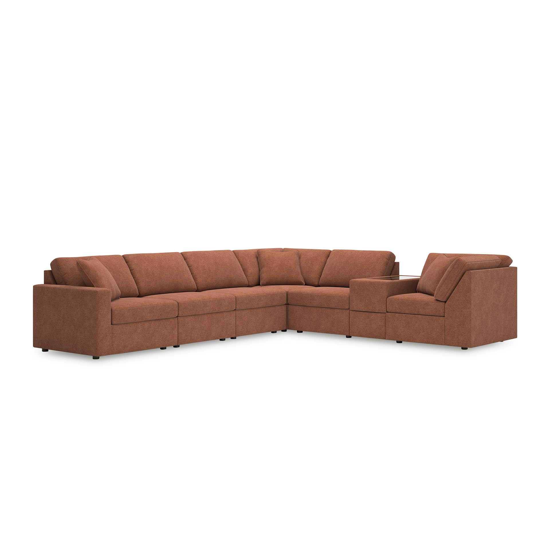 Signature Design by Ashley 7-Piece Modular Orange Sectional Couch
