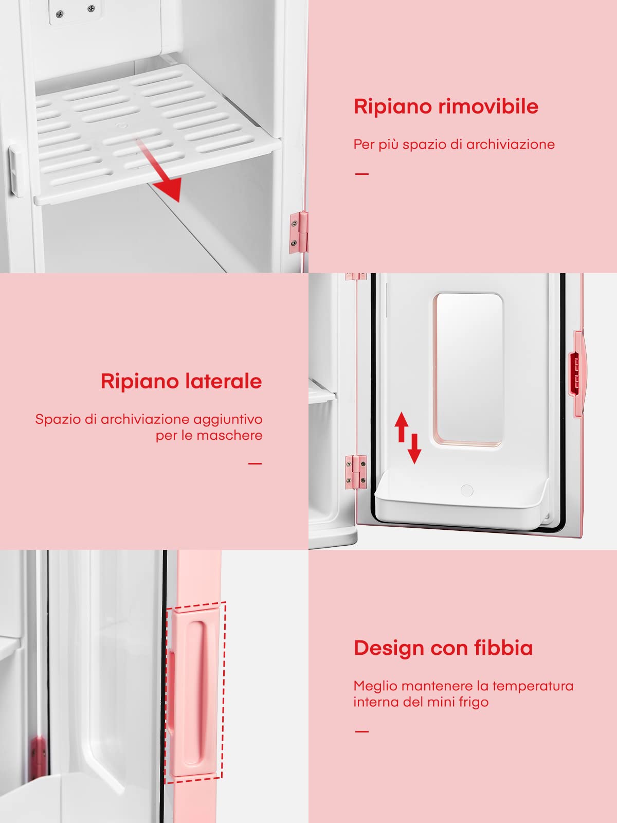 NORTHCLAN Mini Frigo da 15 Litri, Piccolo Frigorifero Portatile con funzione di raffreddamento e riscaldamento, per Casa, Camera da Letto, Ufficio e Viaggio, Modalità Max ed Ec, AC/DC, Rosa