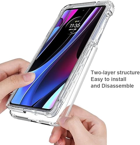 Miniatura 4 de Funda transparente compatible con Moto Edge + 2022/Edge 30 Pro/Edge X30 XT2201-1 con protector de pantalla de vidrio templado, bonita funda